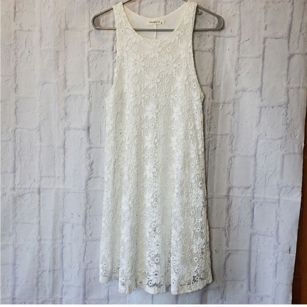 GINGER G Sleeveless A-Line Daisy Lace Crochet Dress Junior Medium